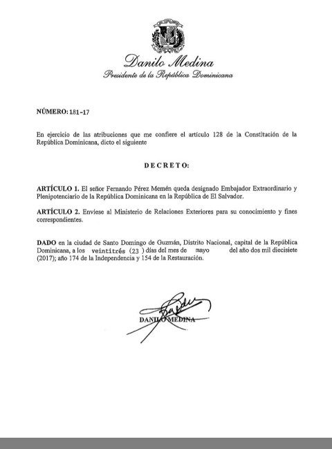 Presidente Medina emite nuevos decretos