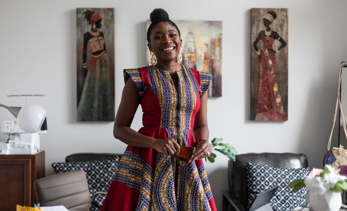 The designer Yetunde Olukoya at her home office in Fulshear, Texas on July 29, 2020. (Michael Starghill Jr./The New York Times)
