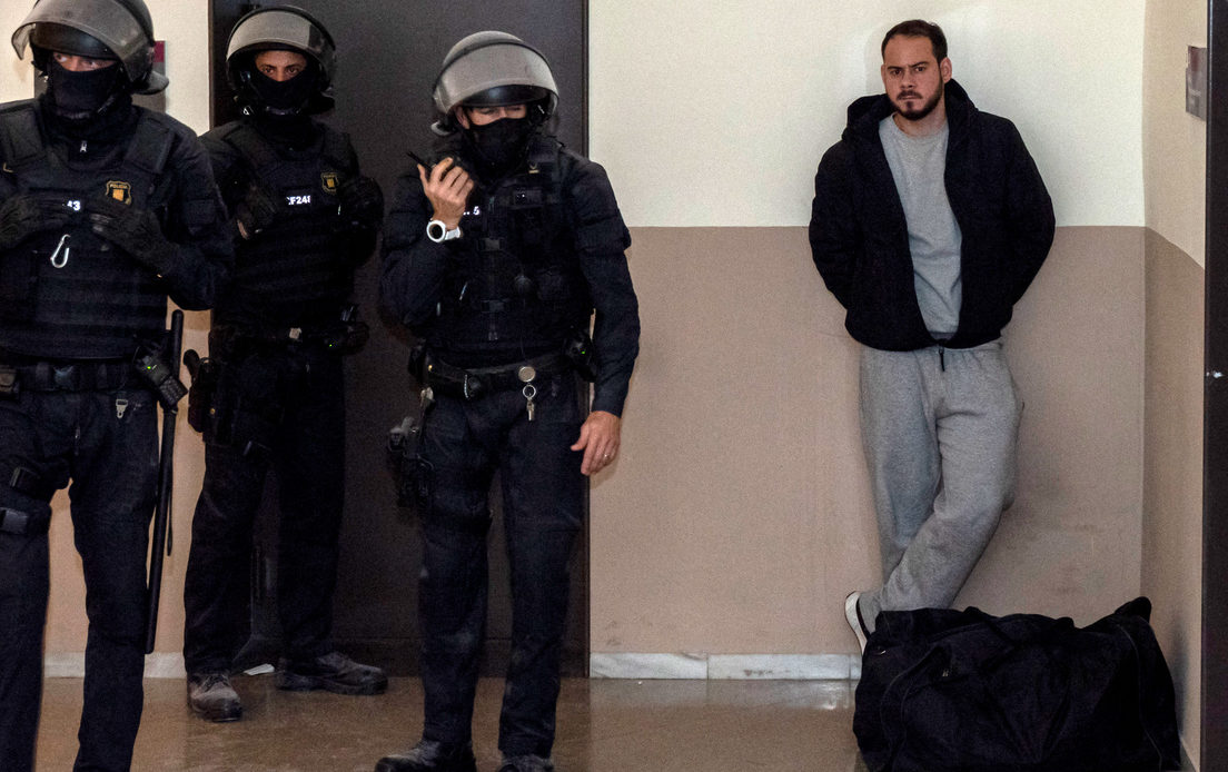Detención de Pablo Hasél en la Universidad de Lleida el pasado 16 de febrero.