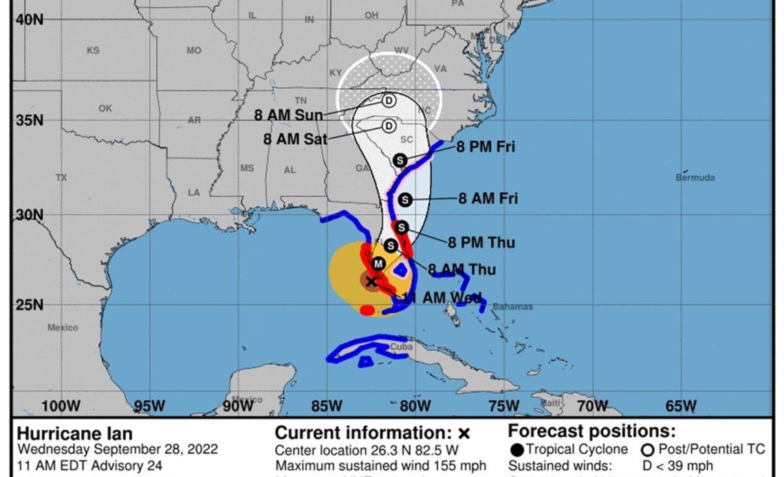 El ojo del huracán Ian tocó tierra este miércoles cerca de Cayo Costa, en el suroeste de Florida, con vientos de 150 millas por hora (240 km/h), informó el Centro Nacional de Huracanes (NHC) de EE.UU.
