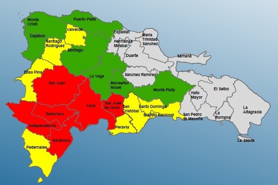 COE aumenta a 6 las provincias en alerta roja por vaguada