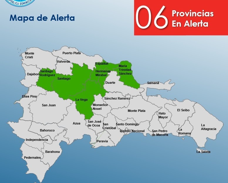 Seis provincias en alerta verde por vaguada