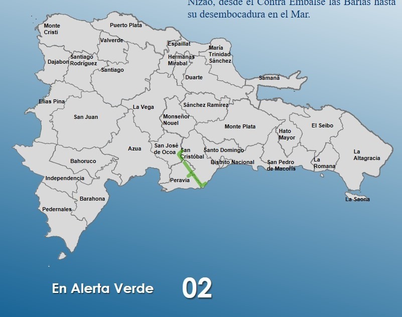 COE emite alerta verde para dos provincias por entrada unidad de generación presa de Valdesia