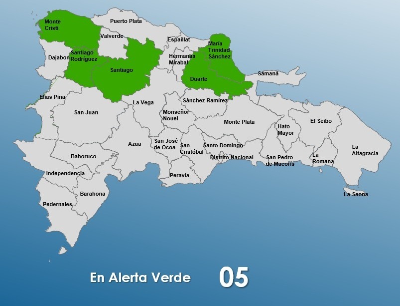 COE disminuye a cinco las provincias en alerta verde por vaguada