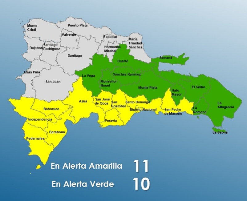 Aumenta a 21 las provincias en alertas por lluvia; 11 en amarillo
