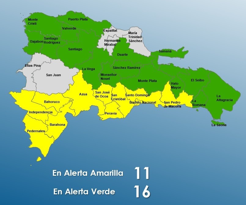 Aumenta a 27 las provincias en alerta por vaguada