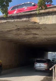 Denuncian malas condiciones de viga de soporte de puente en el KM 13, Autopista Duarte