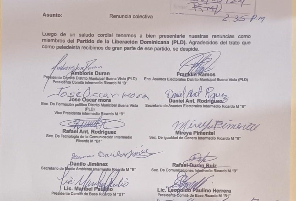 Renuncian del PLD de Buena Vista, La Vega