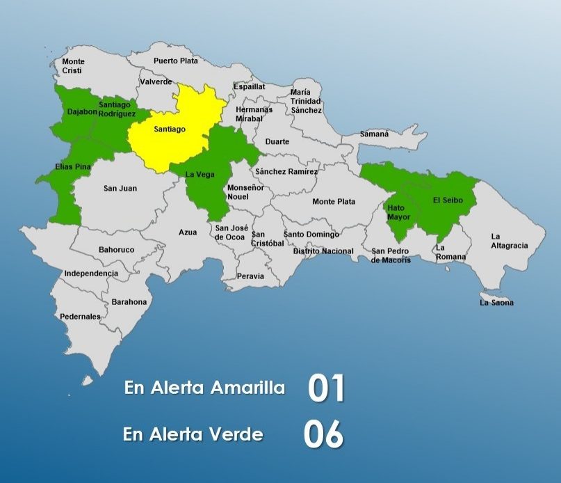 Disminuyen a 7 las provincias en alertas por vaguada
