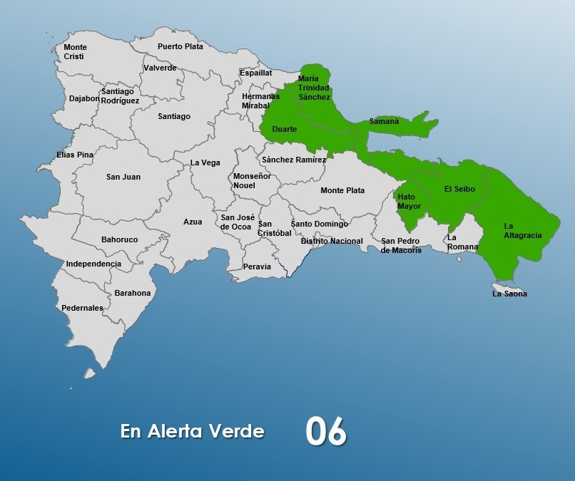 Seis provincias en alerta verde por aguaceros a causa de vaguada y onda tropical