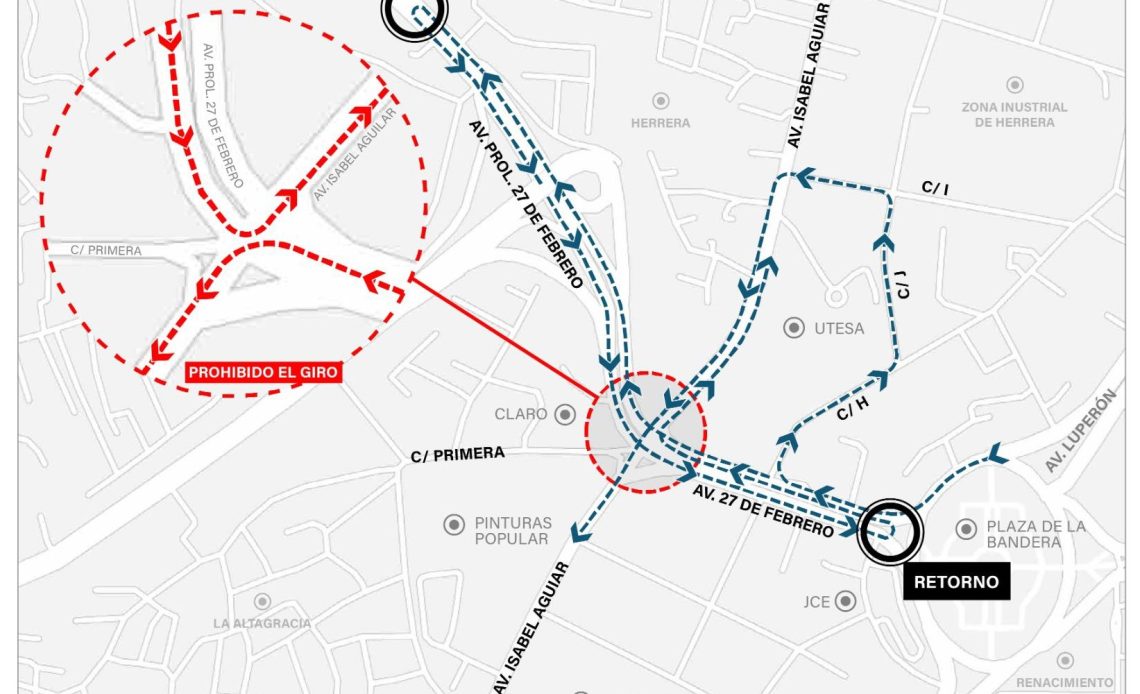 Rutas alternas por construcción de paso a desnivel en Av. 27 de Febrero con Isabel Aguiar