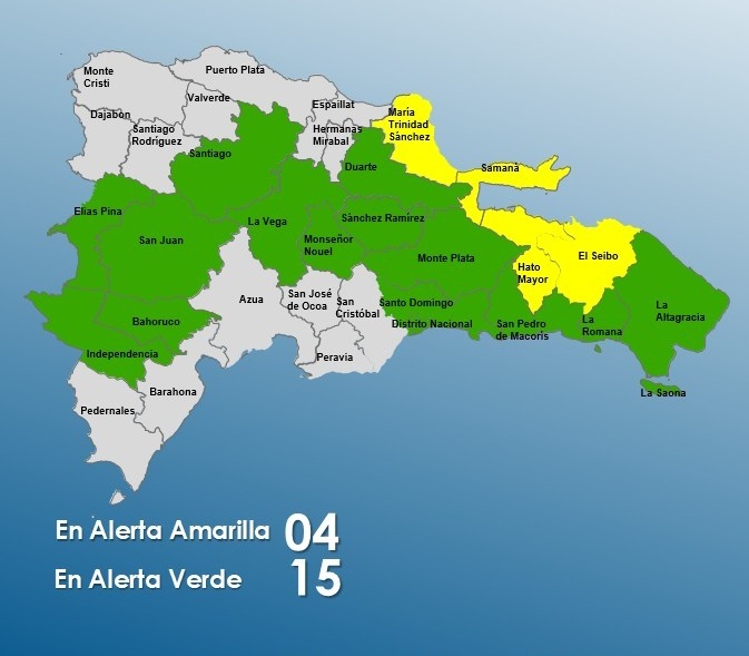 Aumentan a 19 las provincias en alerta por onda tropical y vaguada