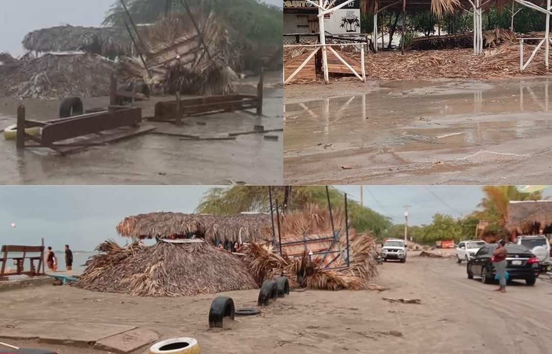 Fuerte ventarrón afecta establecimientos turístico en playa de Manzanillo