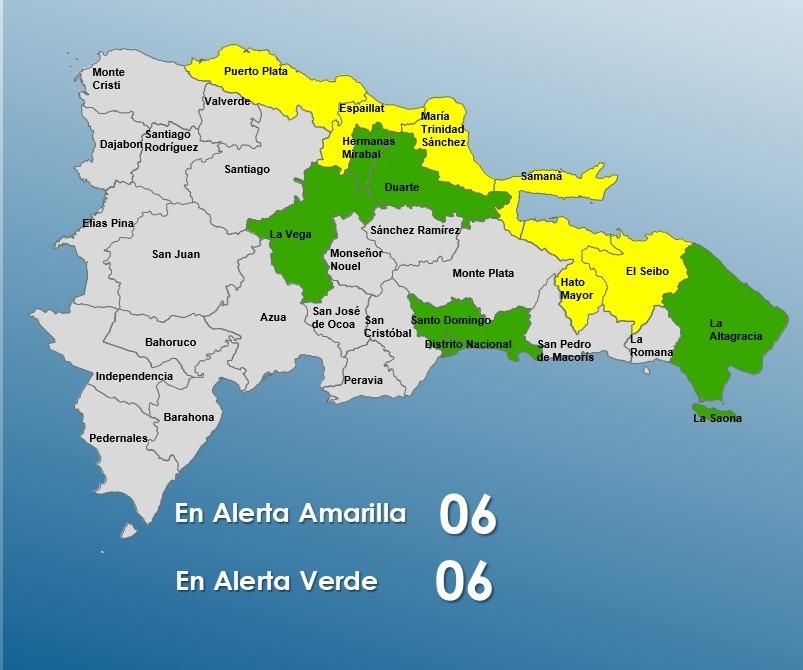 Aumentan a 12 las provincias en alertas por sistema frontal; seis en alerta amarilla