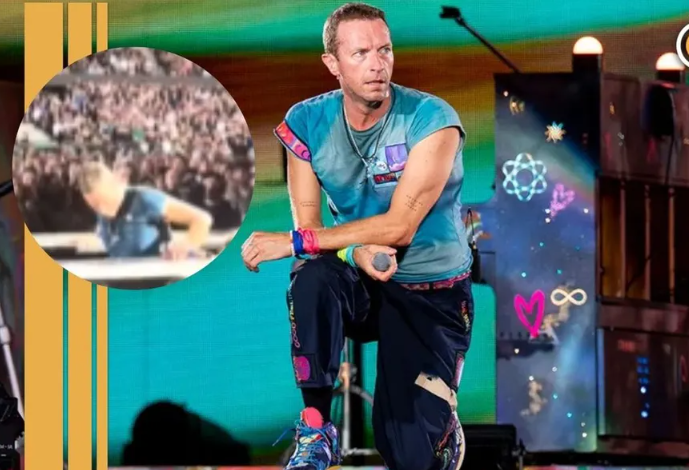 Chris Martin, vocalista de Coldplay, sufre caída en concierto en Australia