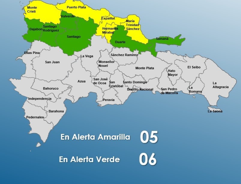 COE aumenta a 11 las provincias en alerta por sistema frontal; seis demarcaciones en amarillo