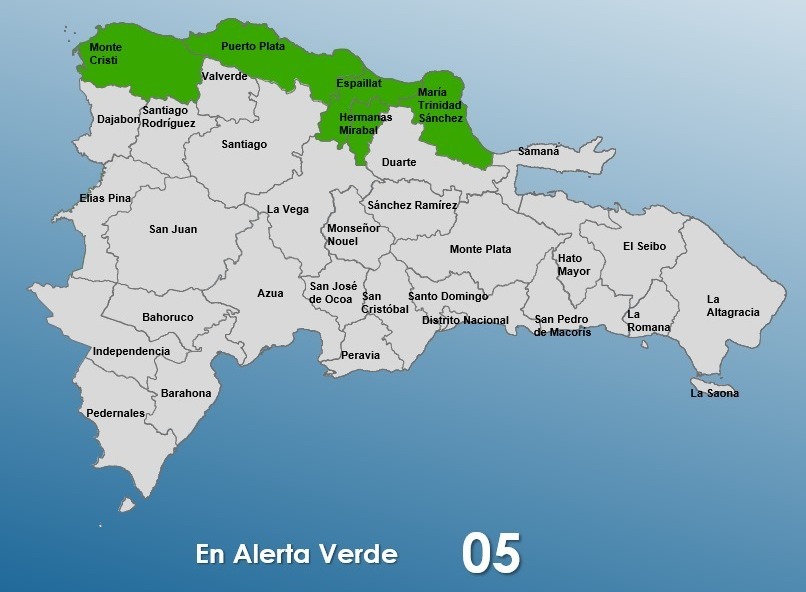 COE emite alerta verde para cinco provincias por vaguada