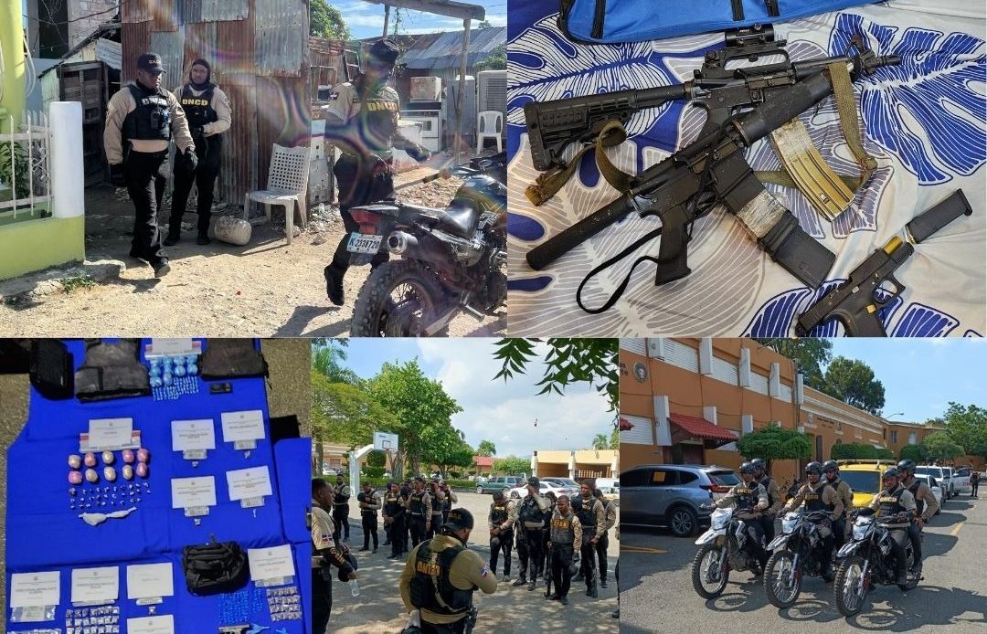 Nueve detenidos e incautación de arsenal de armas y drogas durante operativos de Santiago