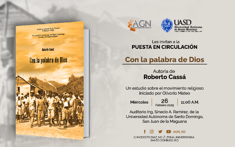 AGN presentará, en San Juan, el libro ‘Con la Palabra de Dios’, de Roberto Cassá